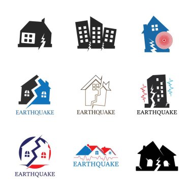 Deprem logo ikonu tasarım şablonunun vektör çizimi