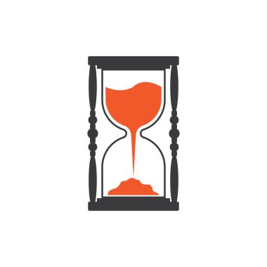 Düz dizaynlı kum saati simgesi. Vektör illüstrasyonu