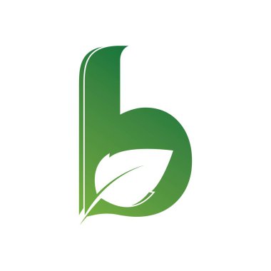 Harf Baş harfleri B Yaprak Logo Tasarım Şablonu.