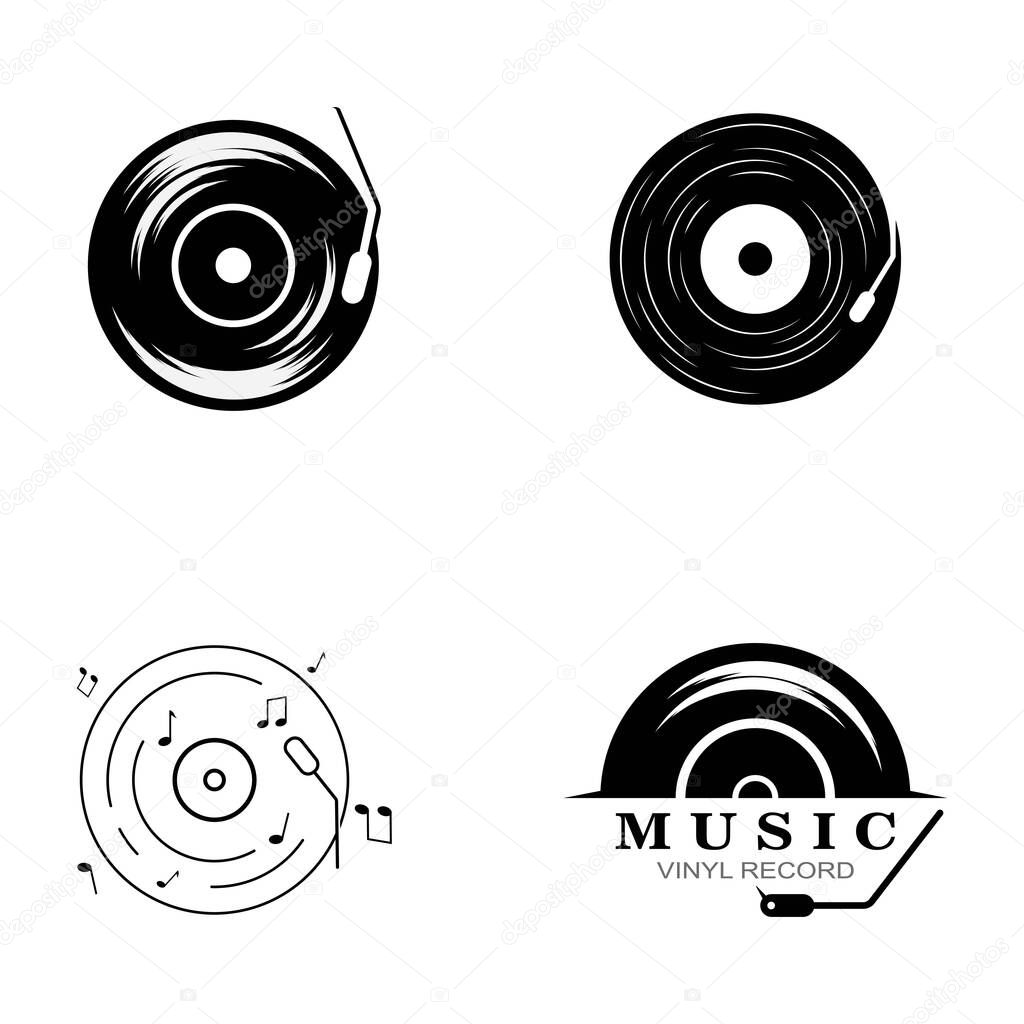 Vinyl music record icon vector template