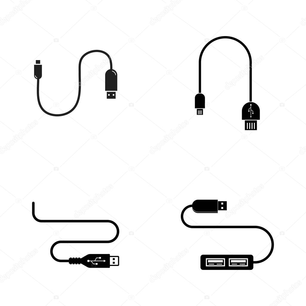 USB data transfer,cable icon logo vector template flat design