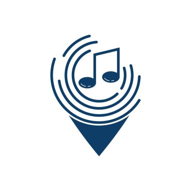 Müzik konum noktası Logo Tasarım Şablonu Düz Biçim Vektör İllüstrasyonu