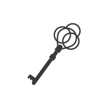 Anahtar Simgesi Vektör İllüstrasyon Tasarımı. Düz Anahtar Simgesi İşareti