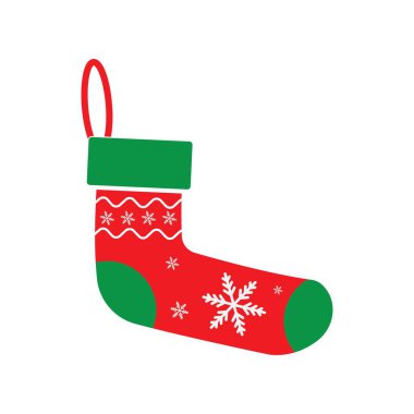 Chistmas simgesi çorap ikonu vektör düz tasarım şablonu