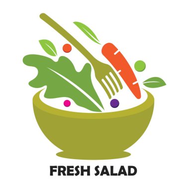 salata yiyecekleri logosu vektör tasarımı çizimi