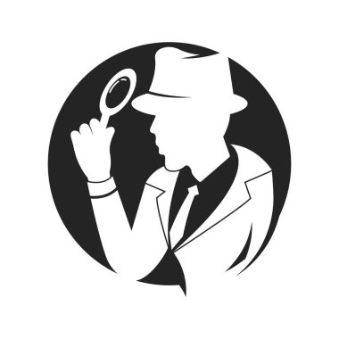 Büyüteç logo vektör ikonu tasarımı ile dedektif