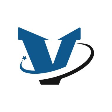 V Harfi logo şablonu vektör illüstrasyon tasarımı
