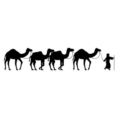 Çöl illüstrasyon logo tasarımı üzerine deve binicisi