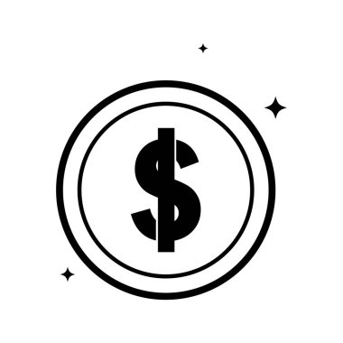 Bozuk para dolar vektör şablonu çizim logosu tasarımı