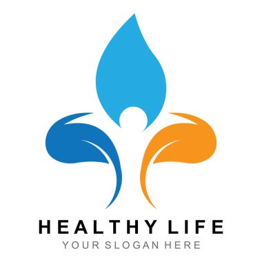 Eğlenceli insanlar Sağlıklı Yaşam Logosu şablon vektör simgesi