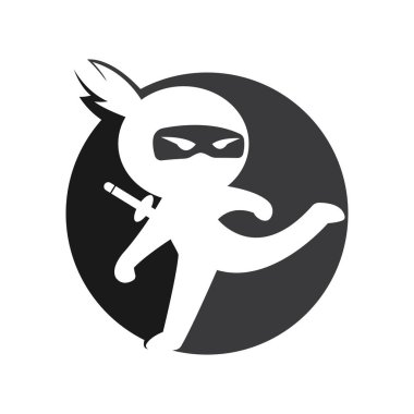 Ninja illüstrasyon logo vektör şablonu tasarımı