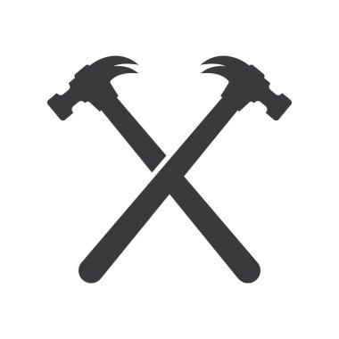 Çekiç logosu vektör düz tasarım şablonu