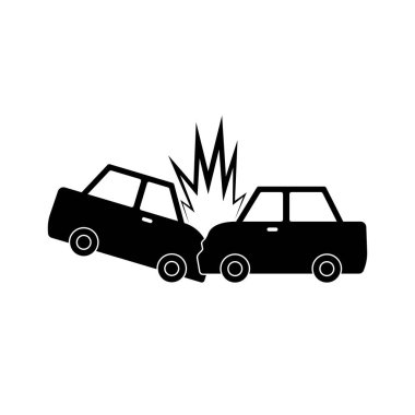 Araba kazası ikonu. Araba kazası simgesi, vektör illüstrasyonu