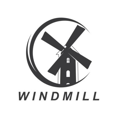 Yel değirmeni logosu vektör düz tasarım şablonu