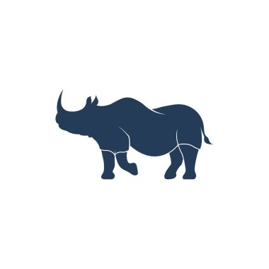 Gergedan illüstrasyon logosu siluet vektör tasarımı