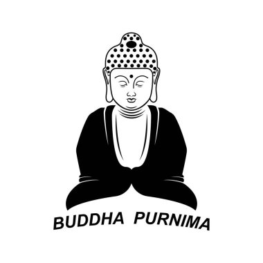 Buda heykeli logo vektör düz tasarım şablonu