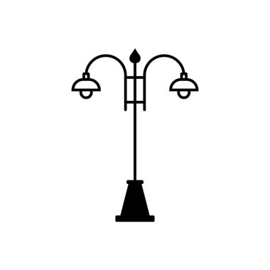 Sokak lambası çizgi simgesi vektör düz tasarım şablonu