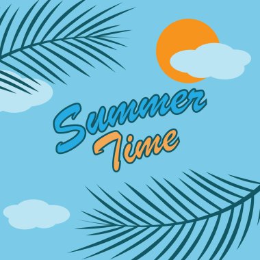 Yaz logosu vektör çizimi. Yaz zamanı, iyi tatiller..
