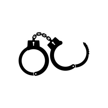 Kelepçe ikon tasarımı. Tutuklama işareti ve sembol. Polis için ekipman. Vektör illüstrasyonu 