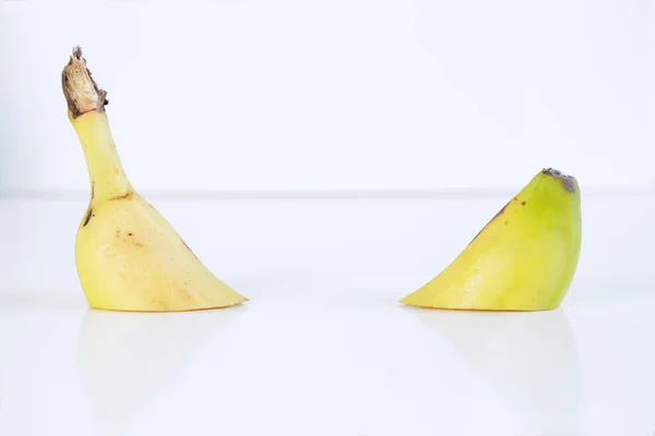 Two Pieces Banana White Table — Stock Photo, Image