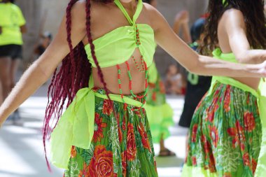 Dancers dancing and wearing one of the traditional folk costume from Brazil clipart