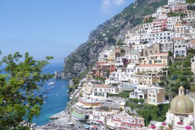 İtalya 'nın Campania kentindeki Amalfi Sahili' ndeki Positano manzarası
