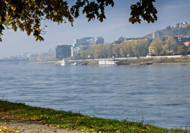 Bratislava 'daki nehir parkı, Tuna Nehri, Slovakya.