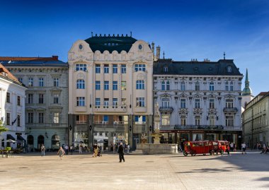 Main square in Bratislava, art nouveau building, Slovakia.