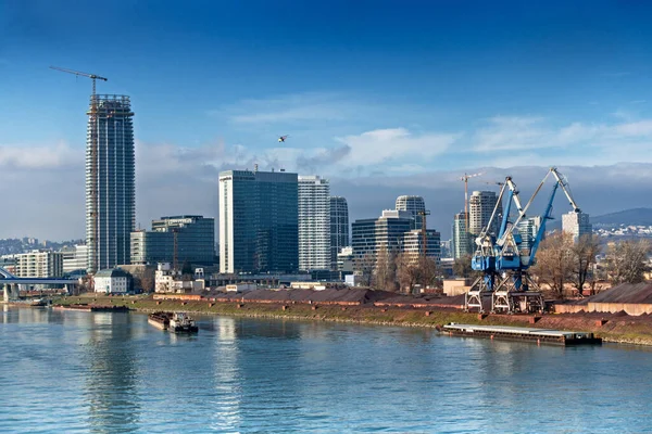 Winter port, transshipment point, Eurovea in Bratislava, Slovakia.