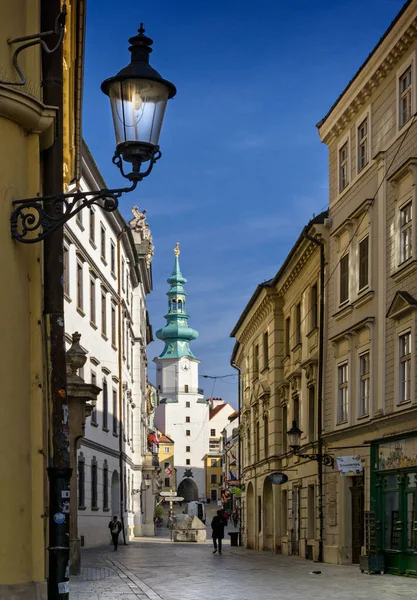 Michael Gate Torre Após Reconstrução Bratislava Eslováquia — Fotografia de Stock