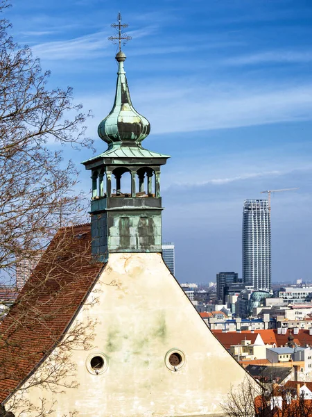 Věže Eurovea Tower Pravoslavný Kostel Michala Staré Město Bratislavě Slovensko — Stock fotografie
