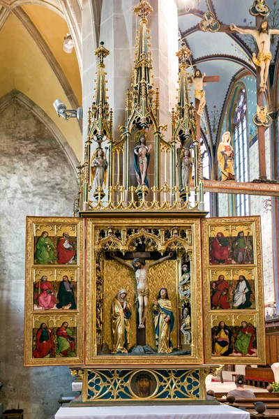 Interior Basílica Santo Egídio Bardejov Unesco Altar Mestre Paulo Levoce — Fotografia de Stock