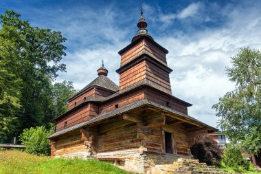 Bardejov 'da açık hava müzesi, Tahta Yunan Katolik eklem kilisesi, Slovakya Köy Müzesi,.