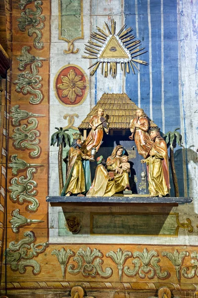Ρωμαιοκαθολική Ξύλινη Εκκλησία Του Αγίου Φραγκίσκου Της Ασίζης Εσωτερικό Λεπτομέρεια — Φωτογραφία Αρχείου