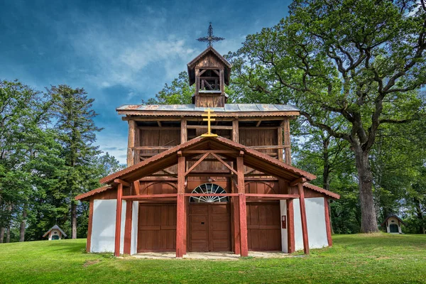 Levoca, Slovakya 'daki Marianska Hora' daki ahşap şapel..