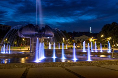 Slobody Meydanı 'ndaki Druzba Çeşmesi, Bratislava, Slovakya.