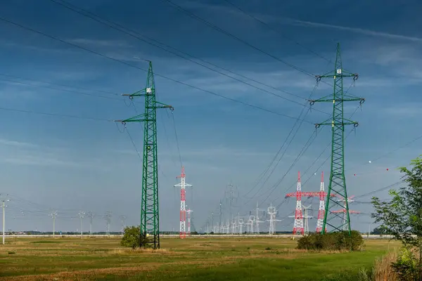 Electric distribution network, electric poles, Bratislava, Slovakia.