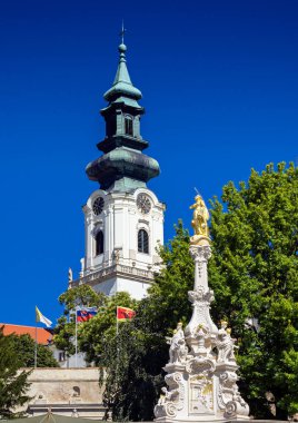 Piskoposun Aziz Katedrali. Emeram, veba sütunları, Nitra, Slovakya 'daki kale.