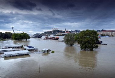 Flood on the Danube in Bratislava year 2024, Slovakia. clipart