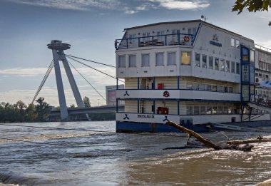 Flood on the Danube in Bratislava year 2024, Slovakia. clipart