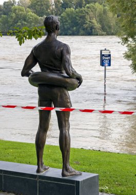 Sculpture by artist Colin Spofforth on Danube, Eurovea, Bratislava, Slovakia. clipart