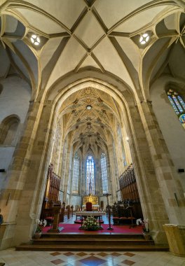 Bratislava 'daki Gotik St. Martin Katedrali, Gotik sunak, iç mekan, Slovakya.