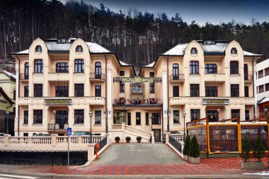 Otel, Trencianske Teplice 'deki Ünlüler Köprüsü, Slovakya.