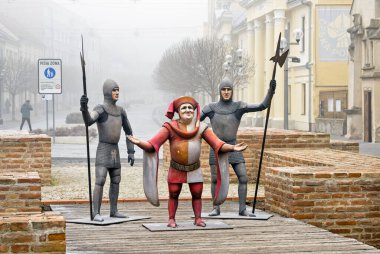 Armored armory sculptures in Trnava, statue in period costumes, Slovakia. clipart