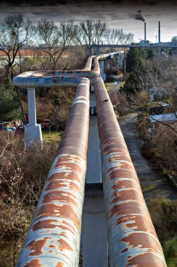 Pipeline, oil pipeline, Slovnaft refinery in Bratislava, Slovakia. clipart