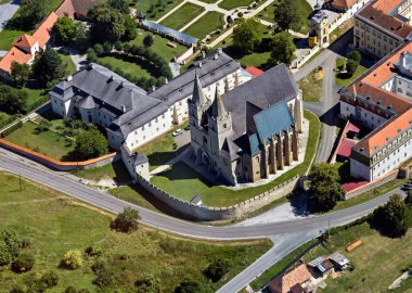 Spisska Kapitula Bölgesi, hava manzaralı, Spisske podhradie, Slovakya.