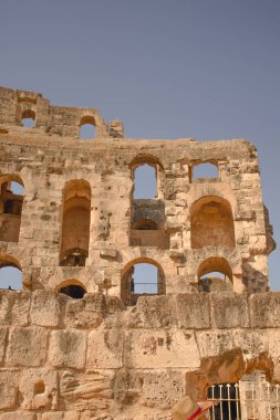 Tunus ve El Jem 'in ünlü Colosseum Amfitiyatrosu
