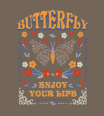 Heaven made beautiful slogan with butterfly vector illustration on off-white background vintage butterfly good for t-shirt print, vector illustratio