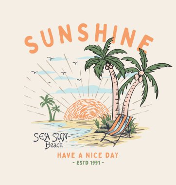 Long Beach California yaz zamanı, yaz plajı güneş ışığı vektör çizimi, güneş ışığına götür beni, Beach Paradise baskı grafikleri tasarımı, palmiye ağaçları üzerine tipografi sloganı