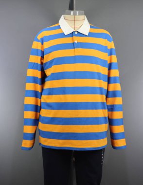 Bayanlar çizgili uzun kollu polo